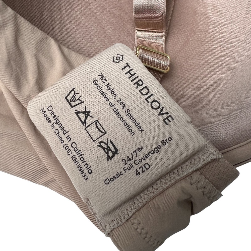 ThirdLove 24/7 Classic Full Coverage Bra 42D Nude/Tan Wired Lightly Padded - Picture 8 of 8